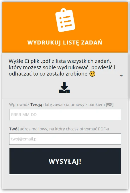 Przypomnienie: Lista zadań w PDF do wydruku
