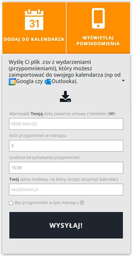 Przypomnienie: Wysyłanie przypomnień w wydarzeń w kalendarzu