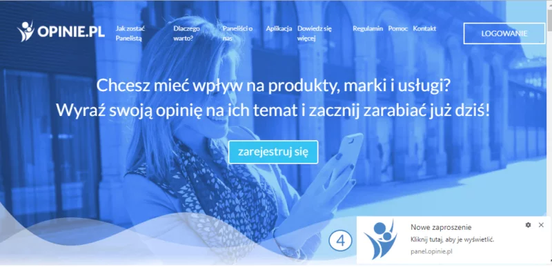 Opinie.pl - powiadomienie systemowe