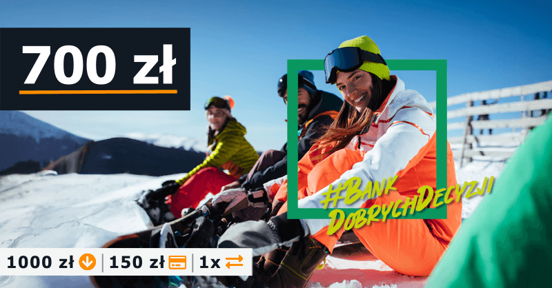 Grafika promująca ofertę BNP Paribas z premią 700 zł za otwarcie konta osobistego