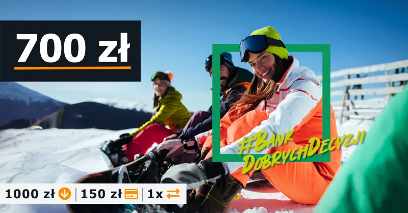 Grafika promująca ofertę BNP Paribas z premią 700 zł za otwarcie konta osobistego